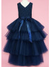 Tulle High Low Layered Flower Girl Dress